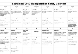 September 2019 Transportation Safety Calendar Image
